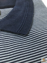 Short Sleeve Polo Shirt Top Short Sleeve Quality Loose Fit Adults Striped - Navy/Storm - M