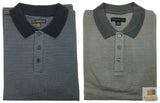 Short Sleeve Polo Shirt Top Short Sleeve Quality Loose Fit Adults Striped HZ92I - Charcoal/Light Grey