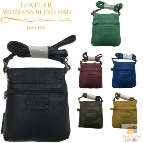 Womens Leather Sling Cross Body Bag Tote Messenger Satchel Shoulder ITS06 - Blue