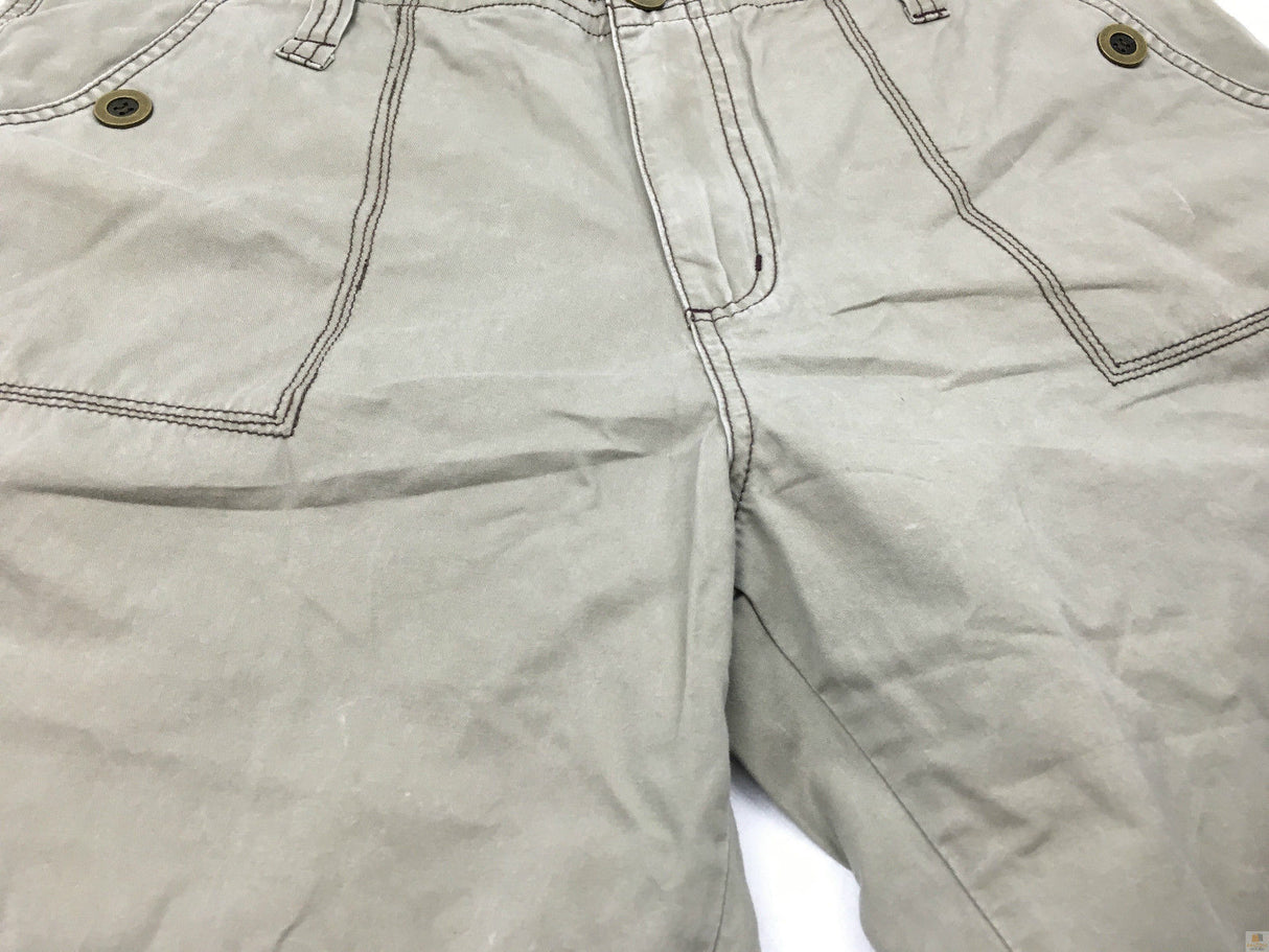 Mens 3/4 CARGO SHORTS 100% COTTON Army Military Combat Quality Summer - Washed Khaki