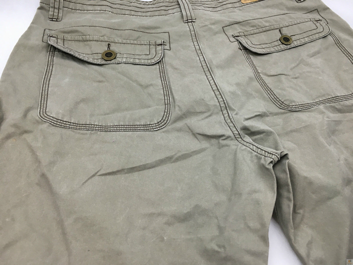 Mens 3/4 CARGO SHORTS 100% COTTON Army Military Combat Quality Summer - Washed Khaki