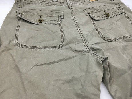 Mens 3/4 CARGO SHORTS 100% COTTON Army Military Combat Quality Summer - Washed Khaki