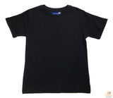 KIDS PLAIN T SHIRT Children's Child 100% COTTON Boys Girls Basic Blank Tee Top - Black - 14