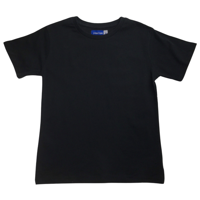 KIDS PLAIN T SHIRT Children's Child 100% COTTON Boys Girls Basic Blank Tee Top - Black - 14