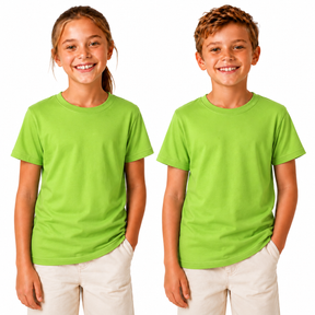 Kids Plain Lime Green T-Shirt - 100% Cotton Childrens Tee Top (For Boys & Girls)