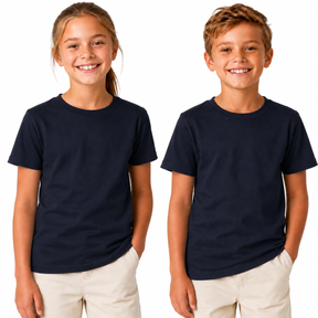 Kids Plain Navy Blue T-Shirt - 100% Cotton Childrens Tee Top (For Boys & Girls)