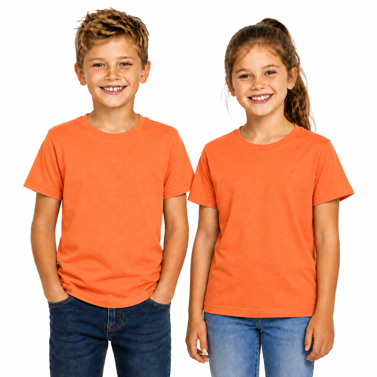 Kids Plain Orange T-Shirt - 100% Cotton Childrens Tee Top (For Boys & Girls)