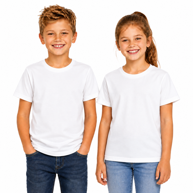 Kids Plain White T-Shirt - 100% Cotton Childrens Tee Top (For Boys & Girls)