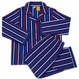 Kids 100% Cotton Flannelette Pyjamas - Blue/White/Red (Boys/Girls Winter PJ Set)