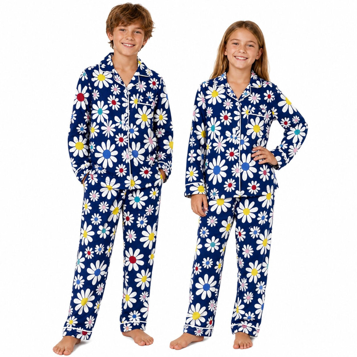 Kids 100% Cotton Flannelette Pyjamas - Daisy Brights (Boys/Girls Winter PJ Set)