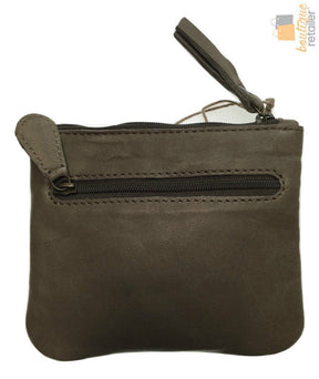Womens Leather Clutch Wallet Purse - Card Holder Satchel Zipper Handbag) - Grey