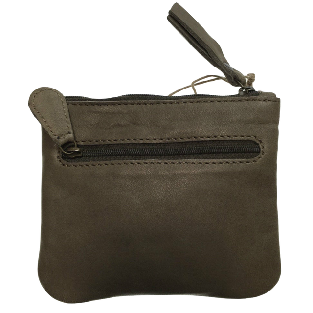 Womens Leather Clutch Wallet Purse - Grey (Card Holder/Satchel)