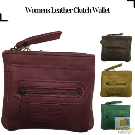 Womens Leather Clutch Wallet Purse Card Holder Satchel Zipper Handbag ITS05 - Brown