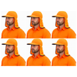6x Fluro Orange Hi Vis Legionnaire Hat Bulk Pack - High Visibility Sun Protection Cap (One Size)