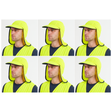 6x Fluro Yellow Hi Vis Legionnaire Hat Bulk Pack - High Visibility Sun Protection Cap (One Size)
