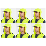 6x Fluro Yellow Hi Vis Legionnaire Hat Bulk Pack - High Visibility Sun Protection Cap (One Size)