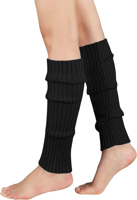 1 Pair Black Ribbed Leg Warmers - Womens Dance Costume/80s Party