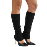 1 Pair Black Ribbed Leg Warmers - Womens Dance Costume/80s Party