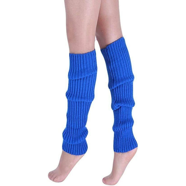 1 Pair Blue Ribbed Leg Warmers - Womens Dance Costume/80s Party