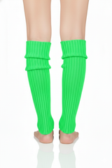 1 Pair Fluro Green Ribbed Leg Warmers - Womens Dance Costume/80s Party