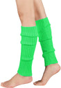 1 Pair Fluro Green Ribbed Leg Warmers - Womens Dance Costume/80s Party