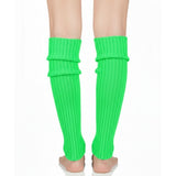 1 Pair Fluro Green Ribbed Leg Warmers - Womens Dance Costume/80s Party