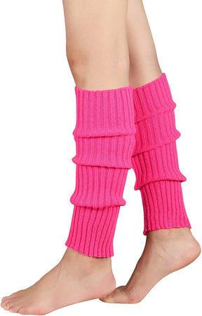 1 Pair Hot Pink Ribbed Leg Warmers - Womens Dance Costume/80s Party