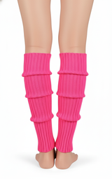 1 Pair Hot Pink Ribbed Leg Warmers - Womens Dance Costume/80s Party