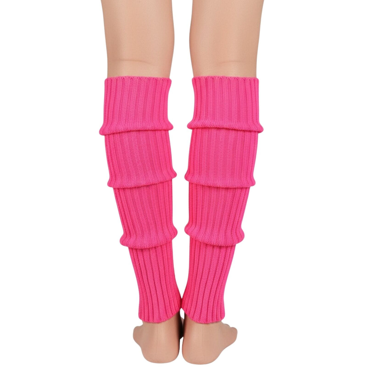 1 Pair Hot Pink Ribbed Leg Warmers - Womens Dance Costume/80s Party