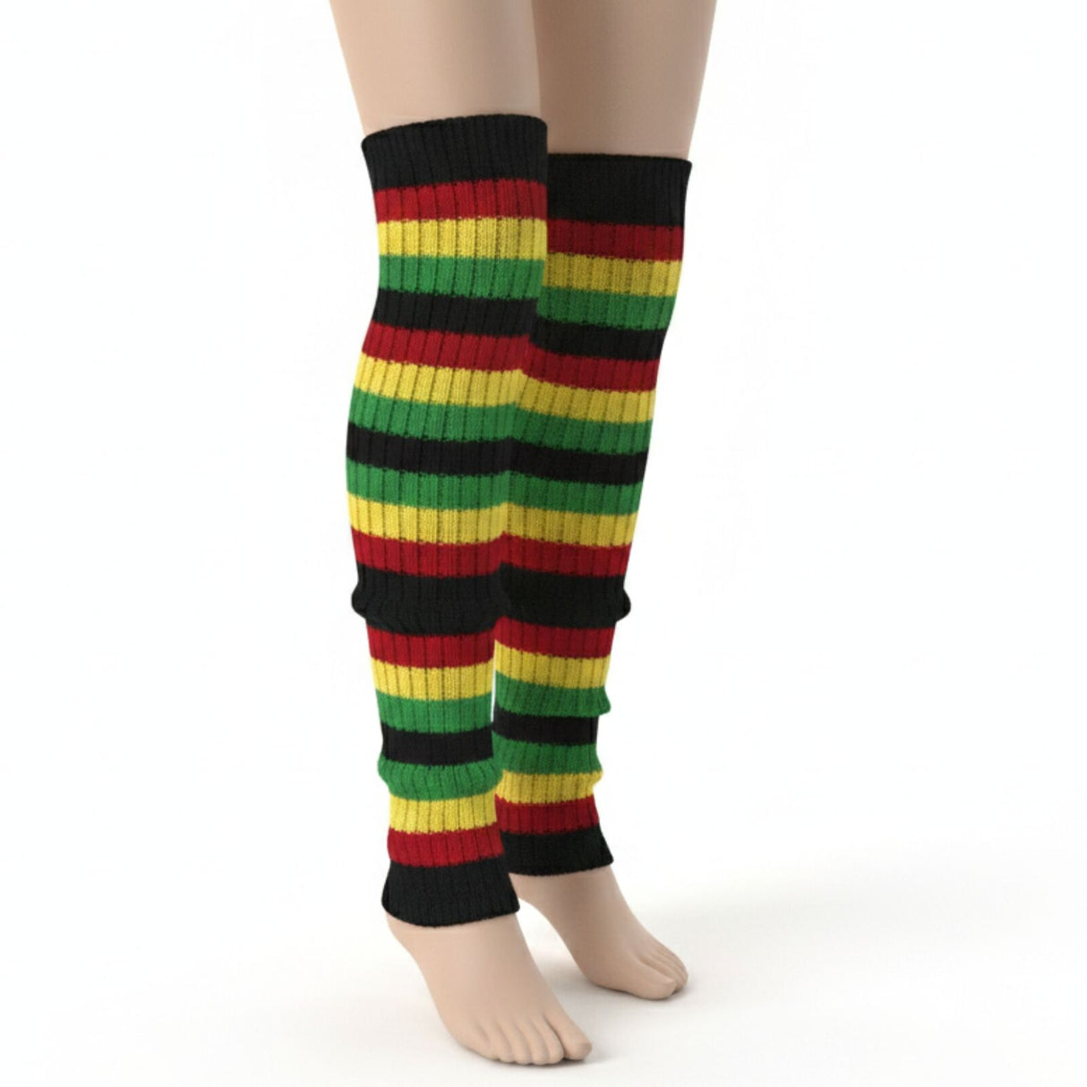 1 Pair Indigenous Colours Ribbed Leg Warmers - Womens Dance Costume/80s Party