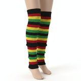 1 Pair Indigenous Colours Ribbed Leg Warmers - Womens Dance Costume/80s Party