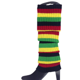 1 Pair Indigenous Colours Ribbed Leg Warmers - Womens Dance Costume/80s Party