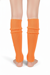 1 Pair Orange Ribbed Leg Warmers - Womens Dance Costume/80s Party
