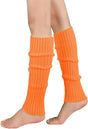 1 Pair Orange Ribbed Leg Warmers - Womens Dance Costume/80s Party