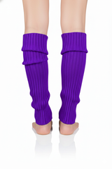 1 Pair Purple Ribbed Leg Warmers - Womens Dance Costume/80s Party