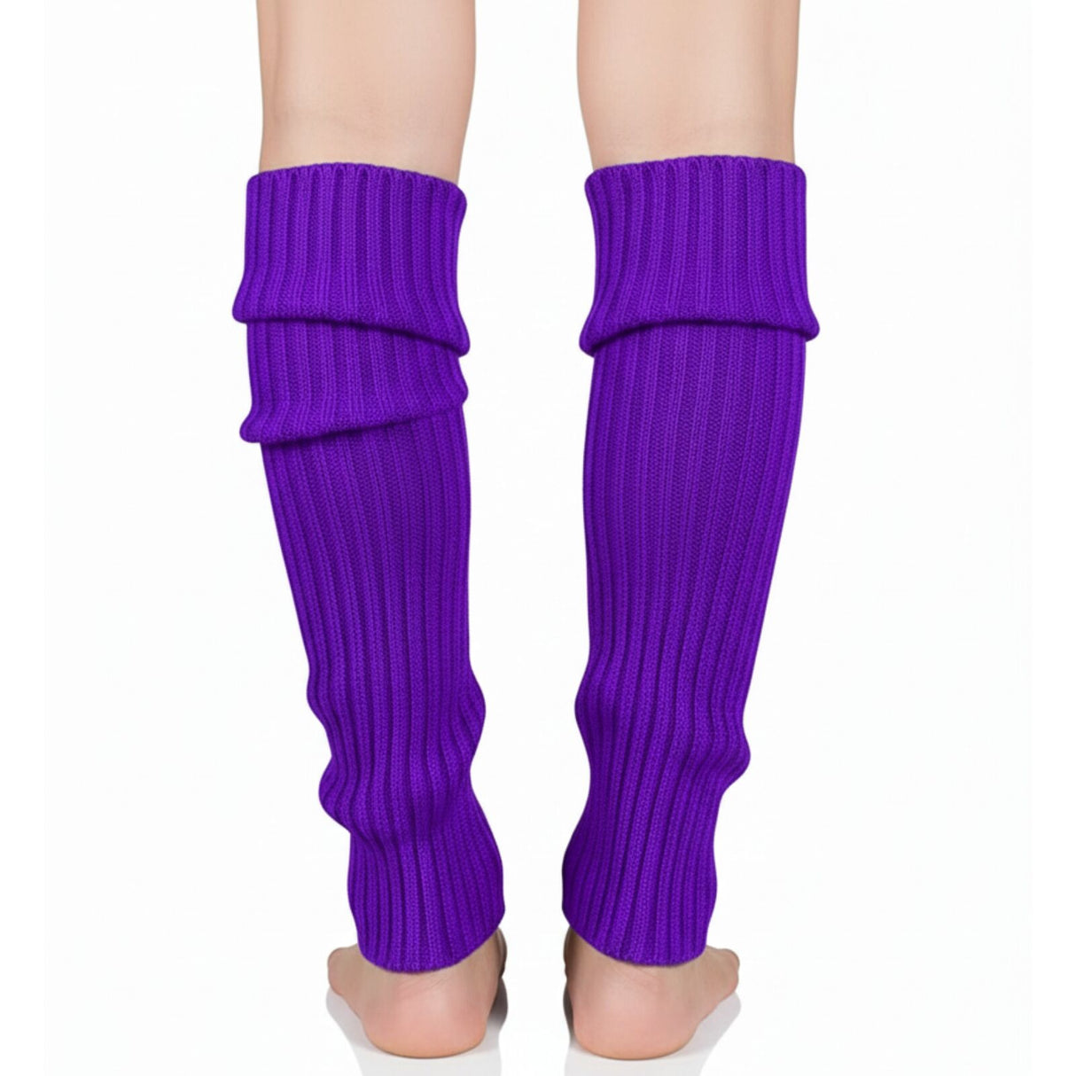 1 Pair Purple Ribbed Leg Warmers - Womens Dance Costume/80s Party