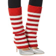 1 Pair Red/White Stripe Ribbed Leg Warmers - Womens Dance Costume/80s Party