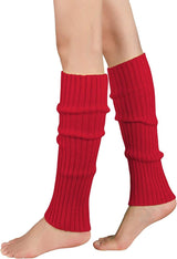 1 Pair Red Ribbed Leg Warmers - Womens Dance Costume/80s Party