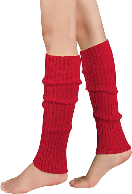 1 Pair Red Ribbed Leg Warmers - Womens Dance Costume/80s Party