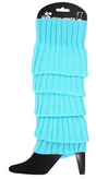 1 Pair Sky Blue Ribbed Leg Warmers - Womens Dance Costume/80s Party