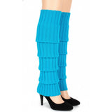 1 Pair Topaz Blue Ribbed Leg Warmers - Womens Dance Costume/80s Party