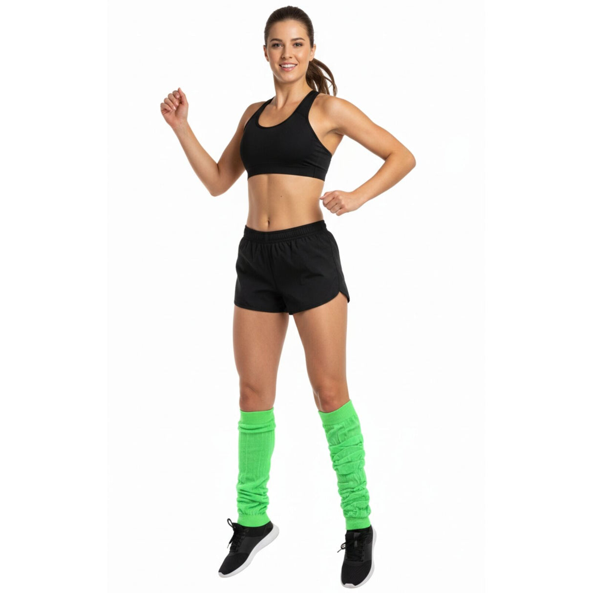 1 Pair Fluro Green Leg Warmers - Womens Dance Costume/80s Party