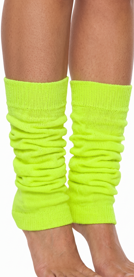 1 Pair Fluro Yellow Leg Warmers - Womens Dance Costume/80s Party