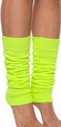 1 Pair Fluro Yellow Leg Warmers - Womens Dance Costume/80s Party