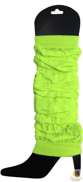 1 Pair Fluro Yellow Leg Warmers - Womens Dance Costume/80s Party