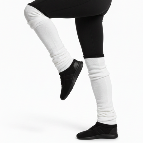 1 Pair White Leg Warmers - Womens Dance Costume/80s Party