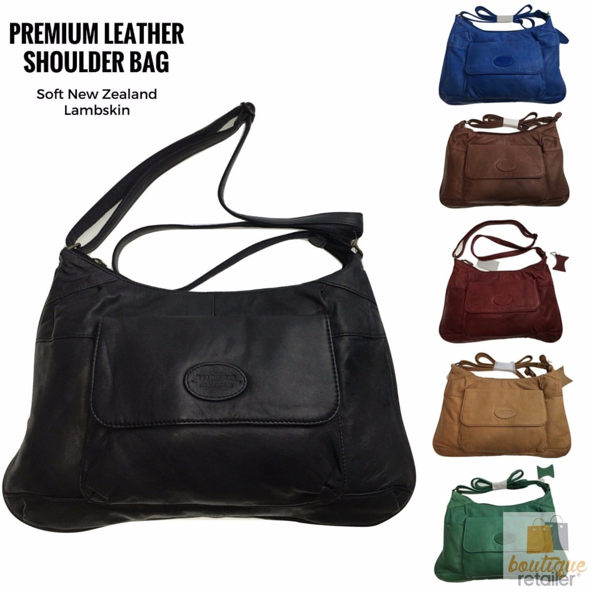 Premium Womens Leather Shoulder Bag Messenger Satchel Handbag Purse Travel - Blue