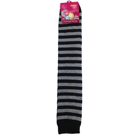 Long LEG WARMERS Party Costume Fine Knitted Stretch Ladies Girls Fancy Dress - Black/Pink