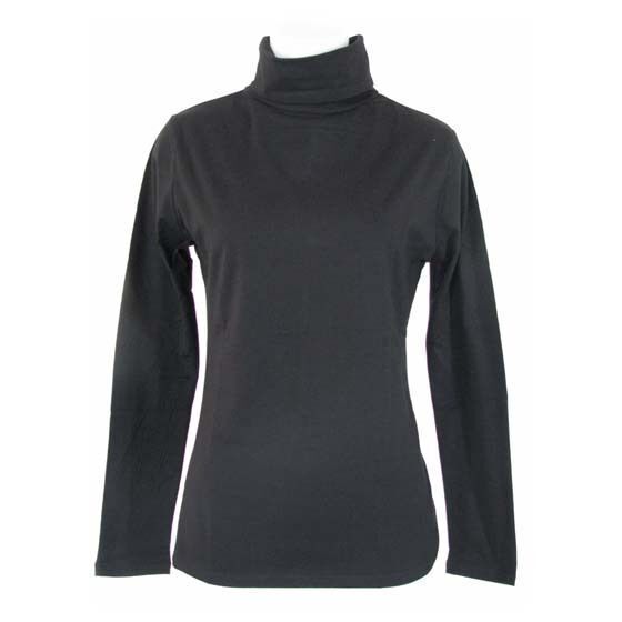 Ladies SKIVVY Womens Long Sleeve Plain Top Warm Turtleneck Cotton High Neck - Bright Purple
