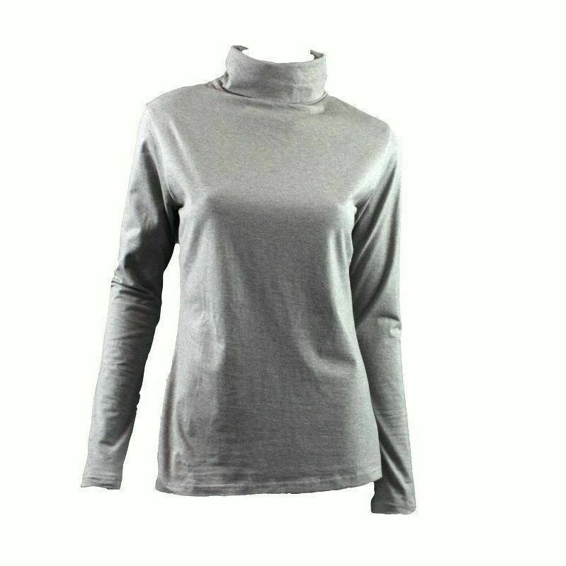 Ladies SKIVVY Womens Long Sleeve Plain Top Warm Turtleneck Cotton High Neck - Plum